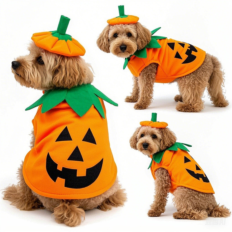 Halloween Pumpkin Dog Costume Pet Outfit with Hat